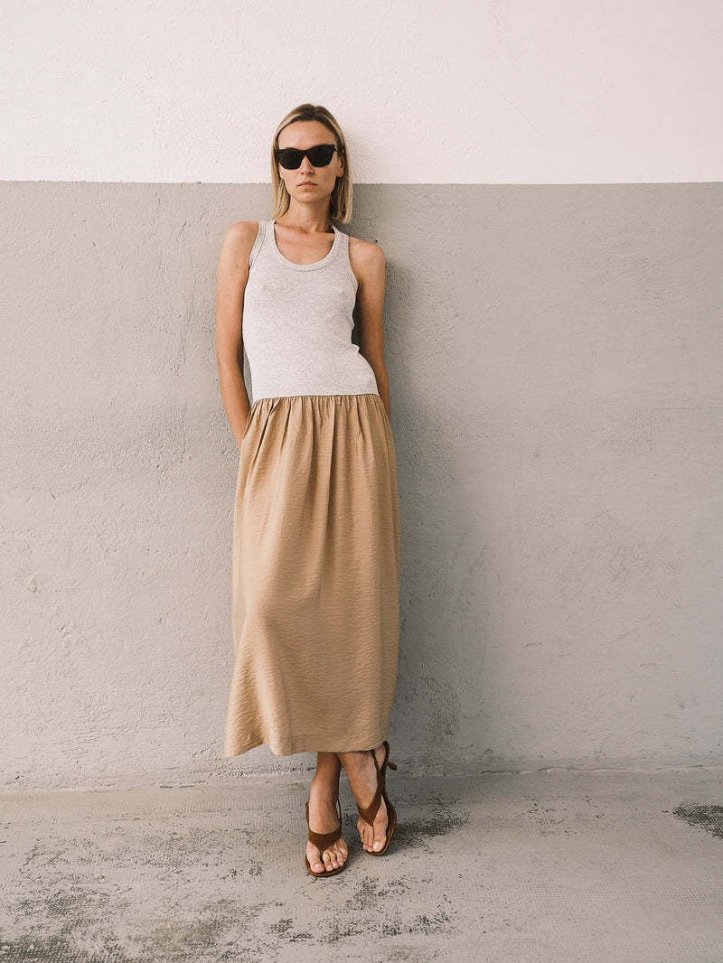 Macao Abito Grigio Perla Mel-cammello donna 8pm - 1