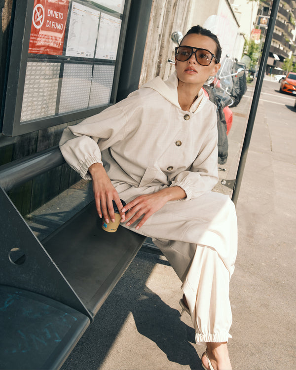 Phuket Pantalone Off White Melange donna 8pm